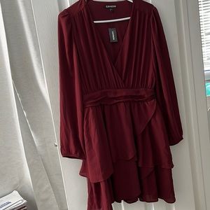 Maroon Chiffon Ruffled Express dress